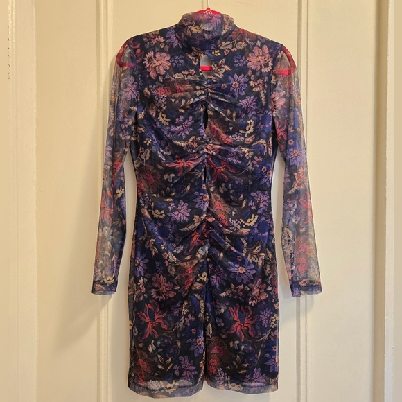 NEW Amanda Uprichard Beliza Floral Print Long Sleeve Mini Dress | Size Large - Picture 4 of 15